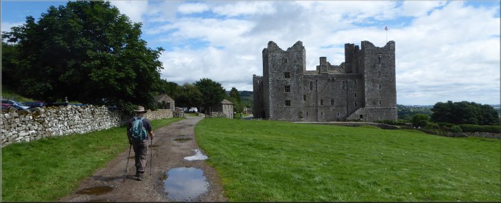 Returning to the car park by Bolton Castle at the end of our walk